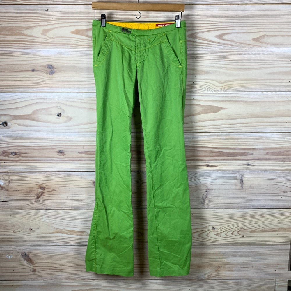 Y2K Miss Sixty M60 Vintage Low Rise Flared Jeans Kelly Green Sz 27 Italy Rare‎